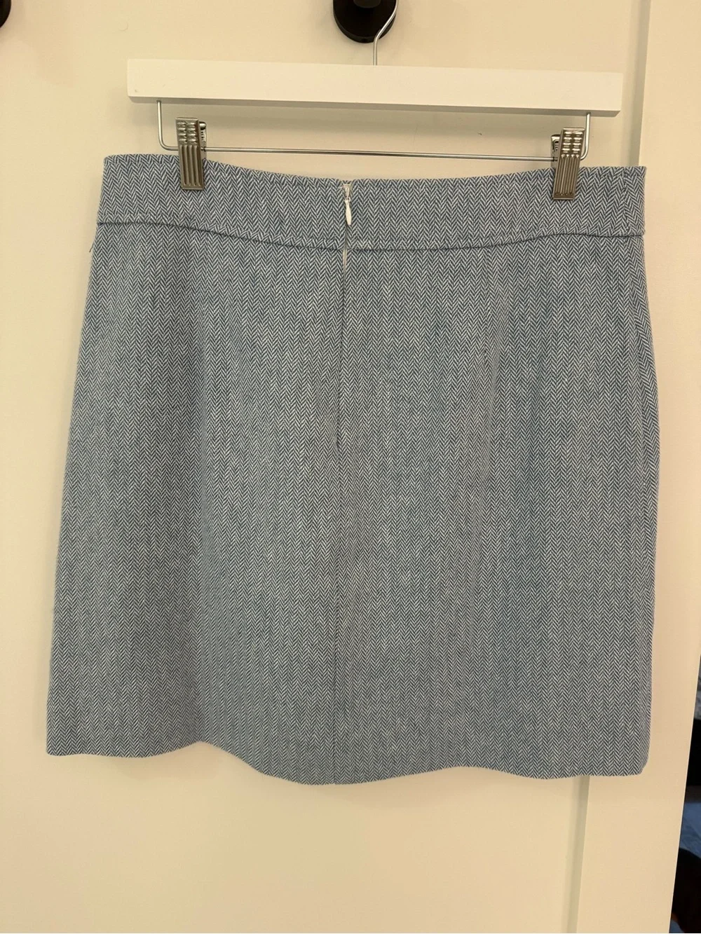 J. Crew Light Blue Herringbone Above Knee Length Pencil Skirt Size 8